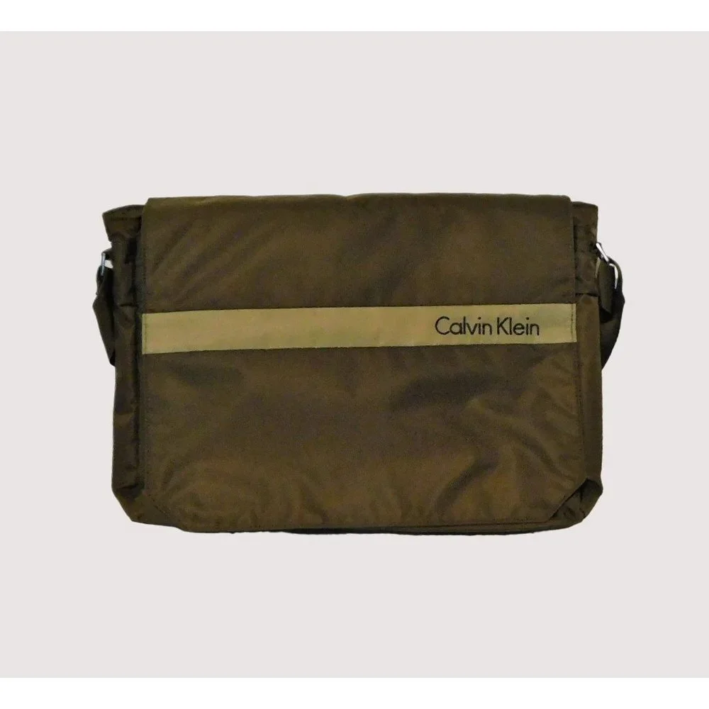 Calvin Klein Computer Laptop Bag Green Strap Bookbag Pockets School Work